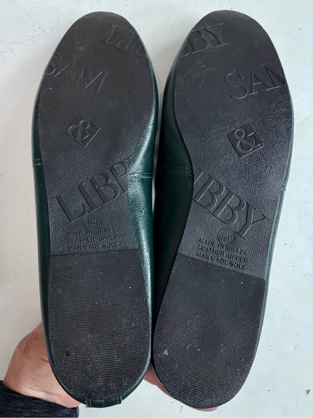 Sam & Libby Leather Crisscross Regency Dark Green Ballet Flats Size 6.5B - Picture 7 of 9